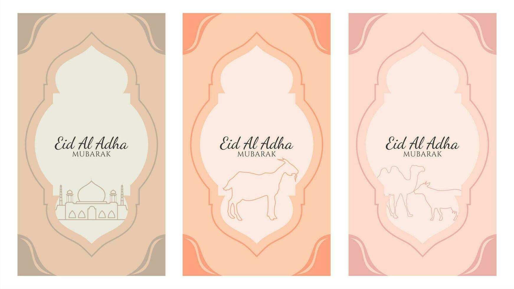 set eid al adha greeting card post social media template vector