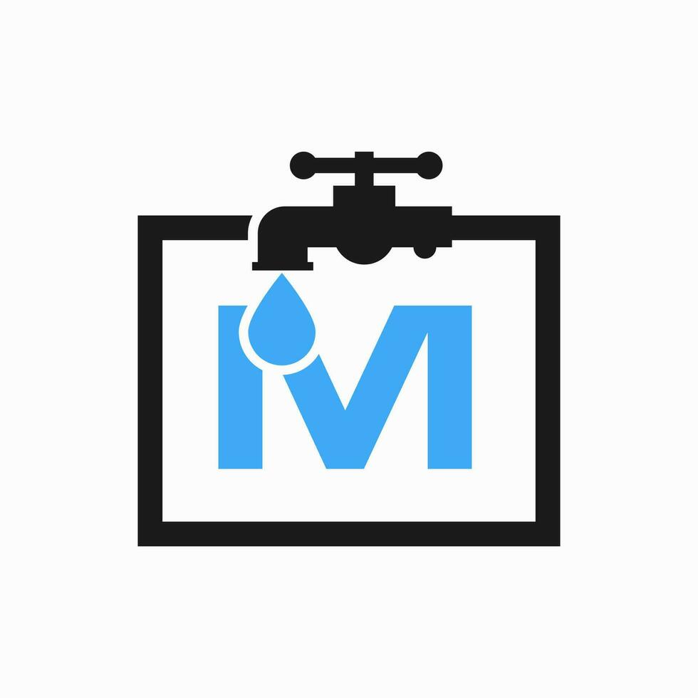 letra metro fontanero logo diseño. plomería agua logo modelo vector