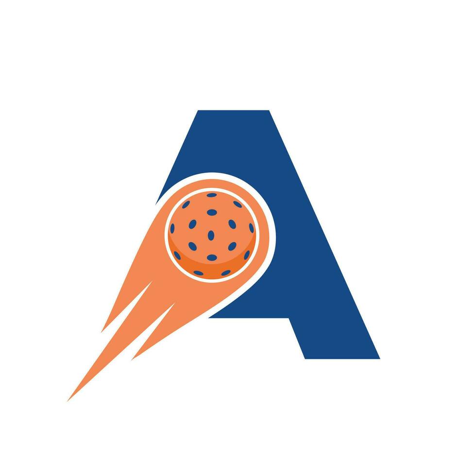 Initial Letter A Pickleball Logo Concept With Moving Pickleball Symbol. Pickle Ball Logotype Vector Template