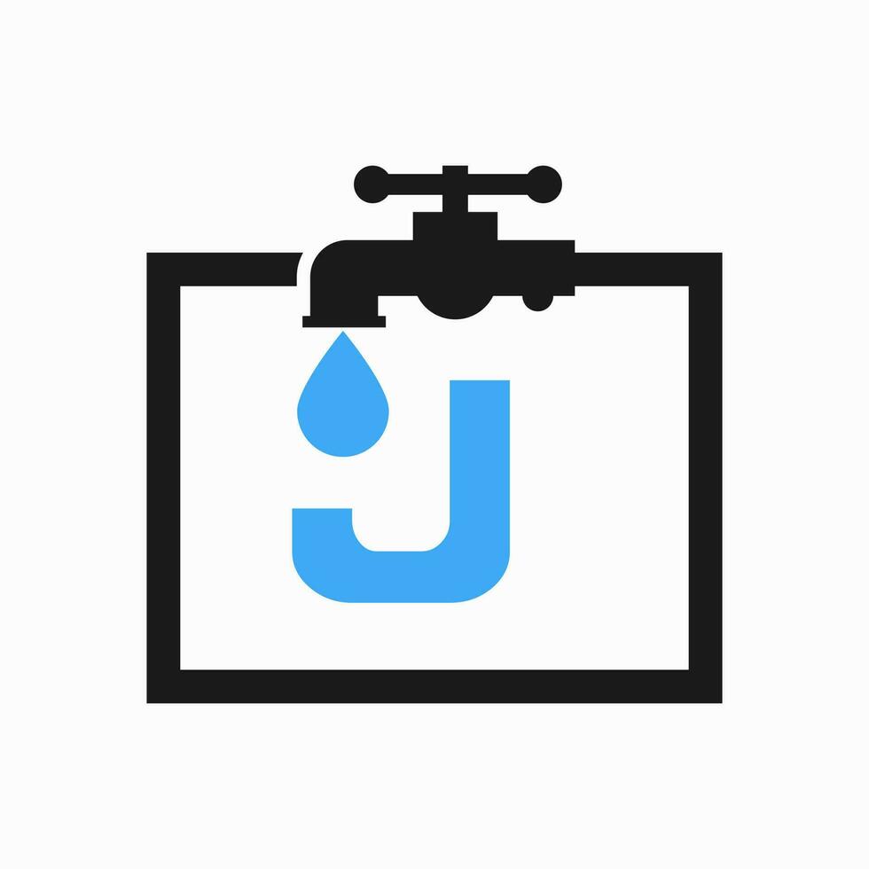 letra j fontanero logo diseño. plomería agua logo modelo vector