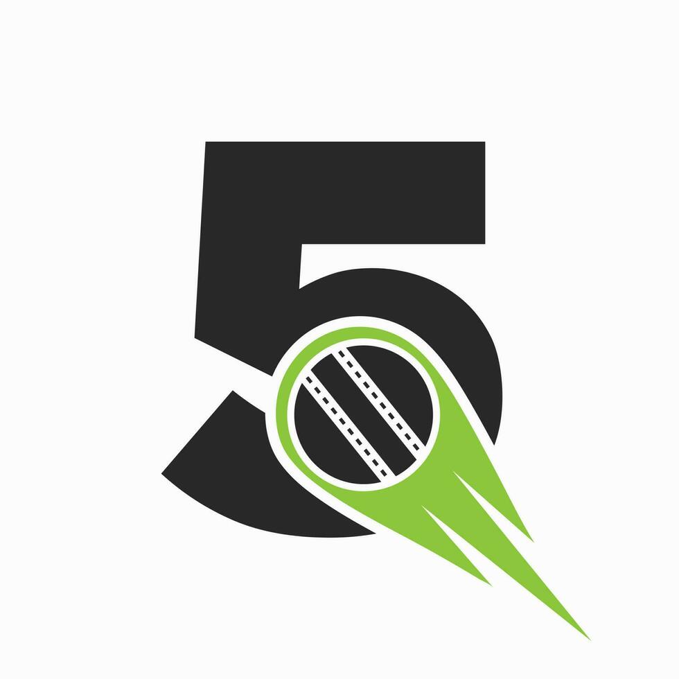 letra 5 5 Grillo logo concepto con Moviente pelota icono para Grillo club símbolo. jugador de cricket firmar vector