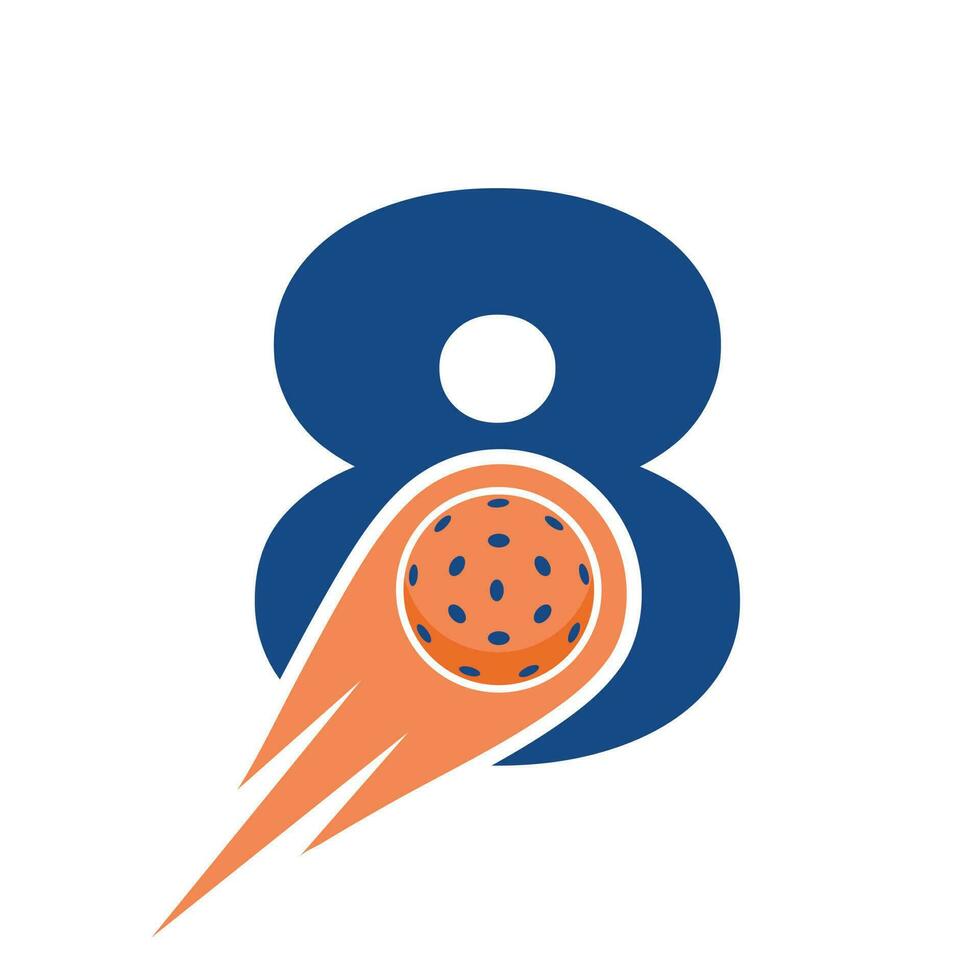 inicial letra 8 pickleball logo concepto con Moviente pickleball símbolo. pepinillo pelota logotipo vector modelo