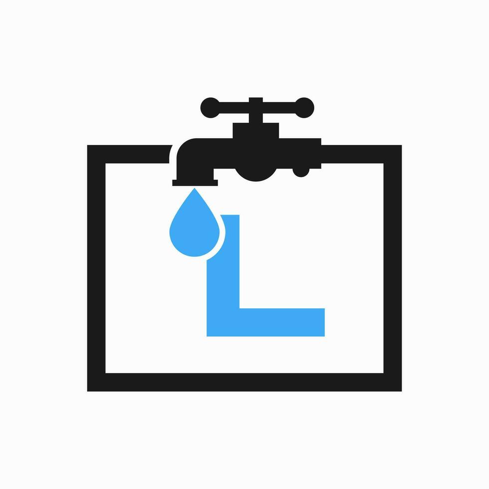 Letter L Plumber Logo Design. Plumbing Water Logo Template vector