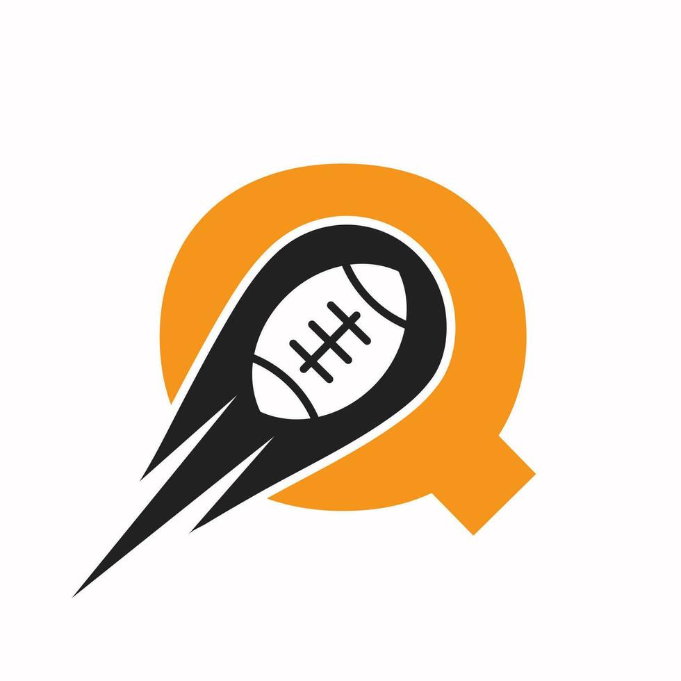 Initial Letter Q Rugby Logo, American Football Symbol Combine With Rugby Ball Icon For American Soccer Logo Design vector