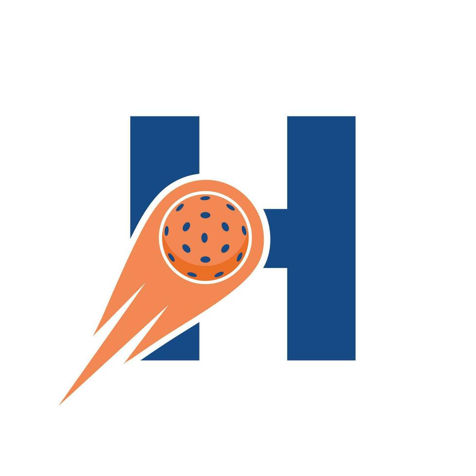 Initial Letter H Pickleball Logo Concept With Moving Pickleball Symbol. Pickle Ball Logotype Vector Template