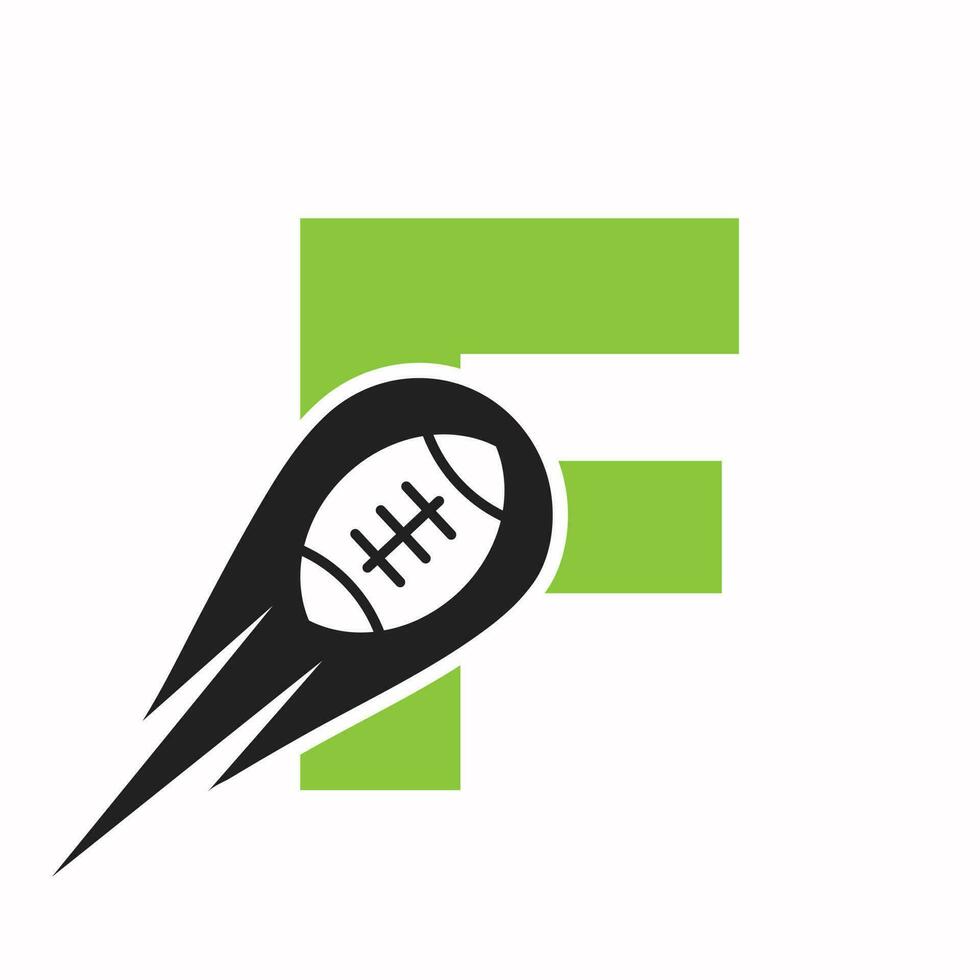 Initial Letter F Rugby Logo, American Football Symbol Combine With Rugby Ball Icon For American Soccer Logo Design vector