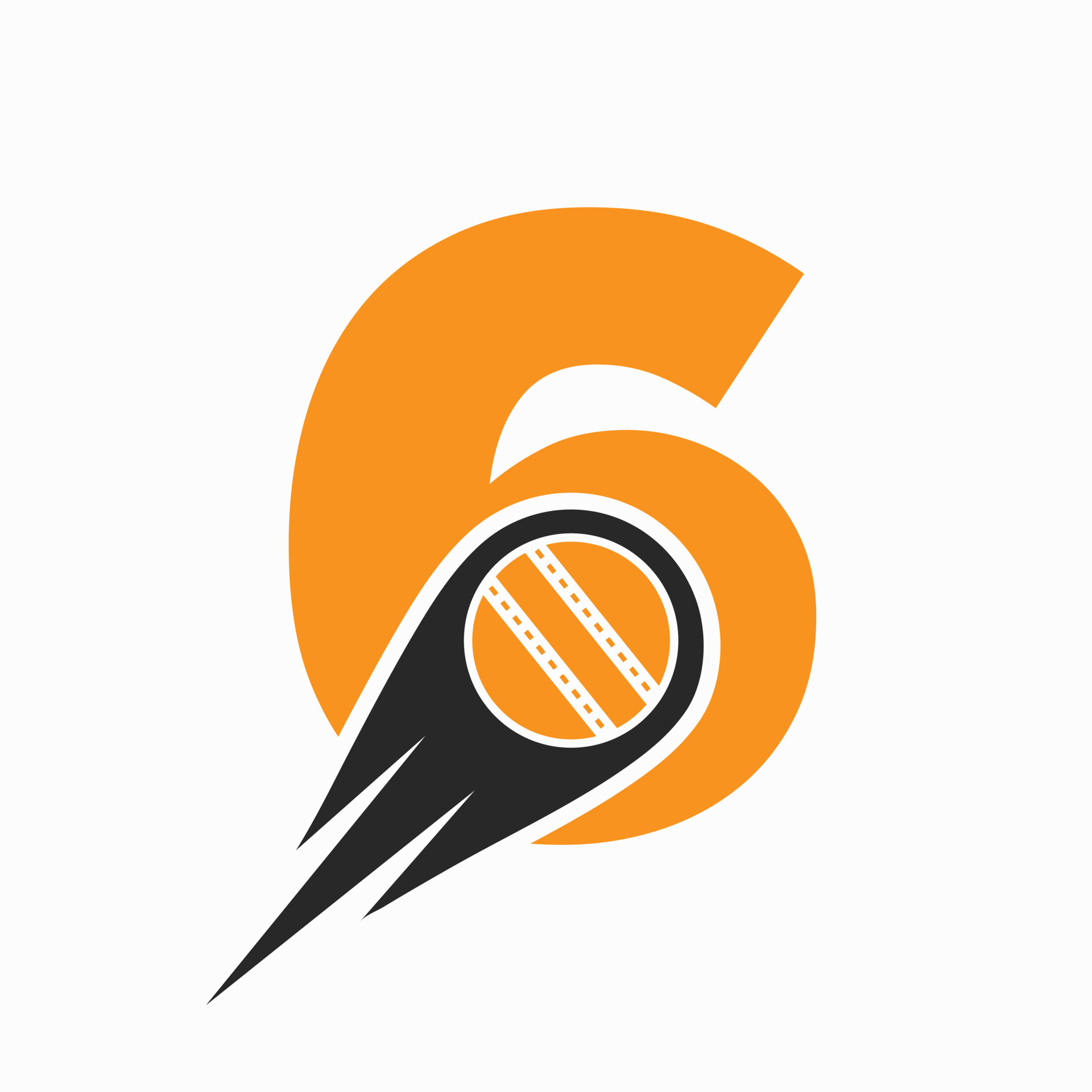 Letter 6 Cricket Logo Concept With Moving Ball Icon For Cricket Club