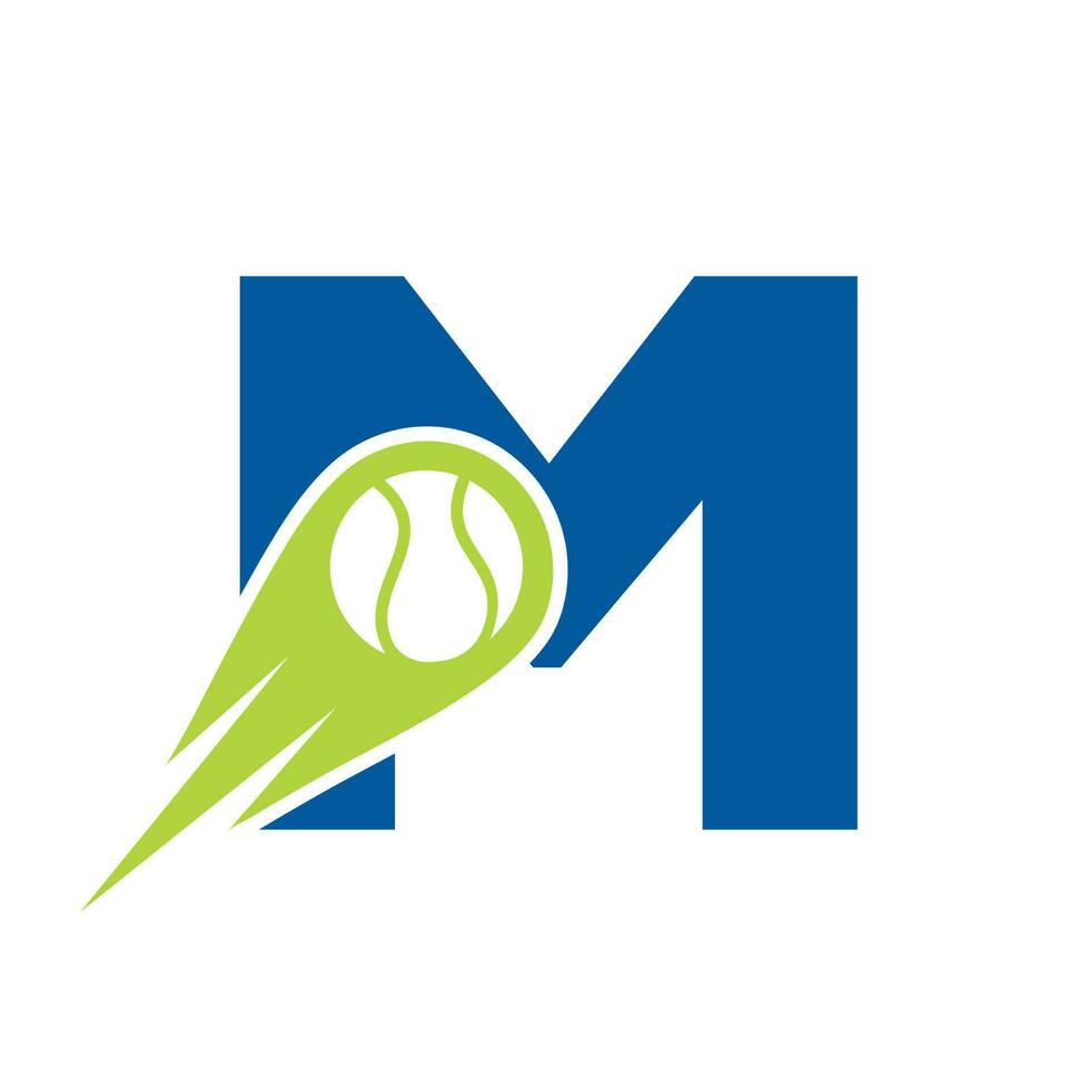 Initial Letter M Tennis Club Logo Design Template. Tennis Sport Academy, Club Logo vector