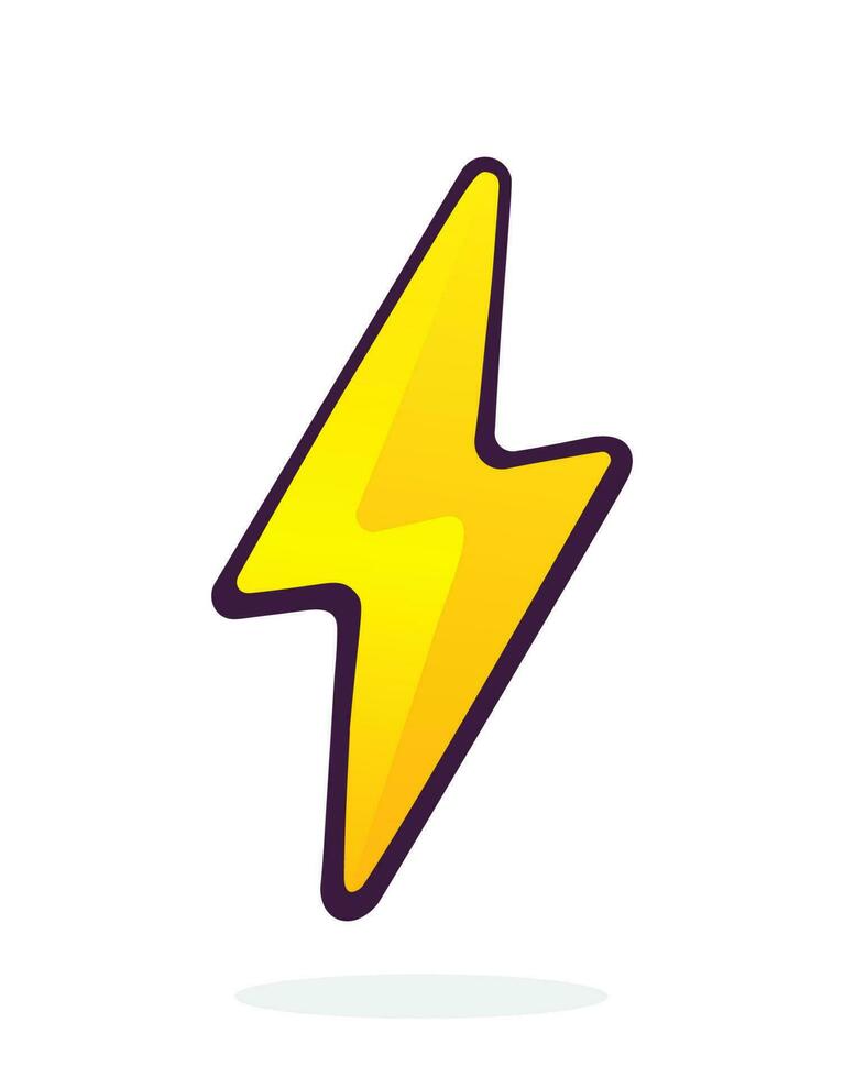 Cartoon illustration of electric lightning bolt. Thunderbolt strike symbol. Lightning flash symbol vector