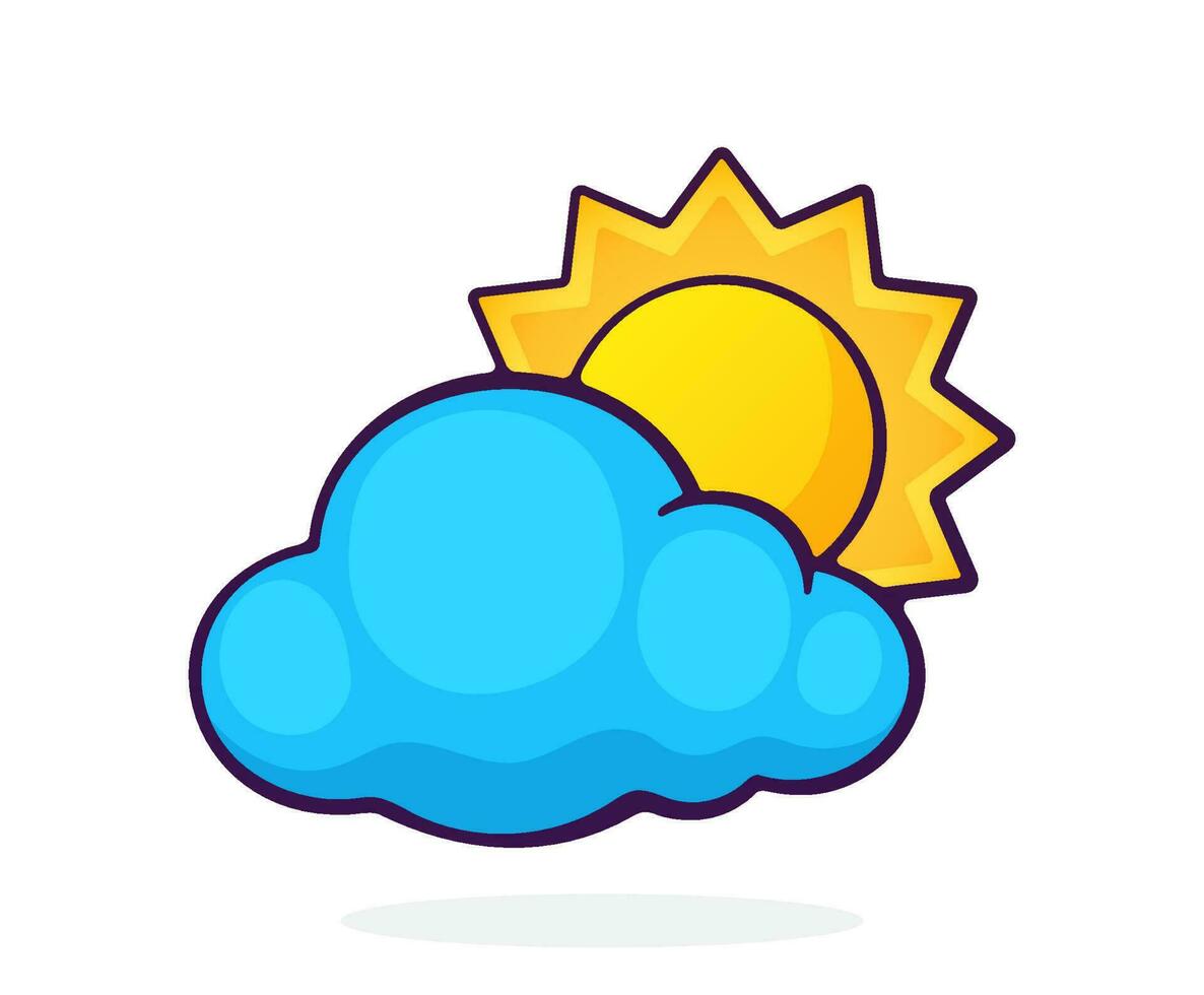 Cartoon illustration of sun disappeared behind a cloud vector