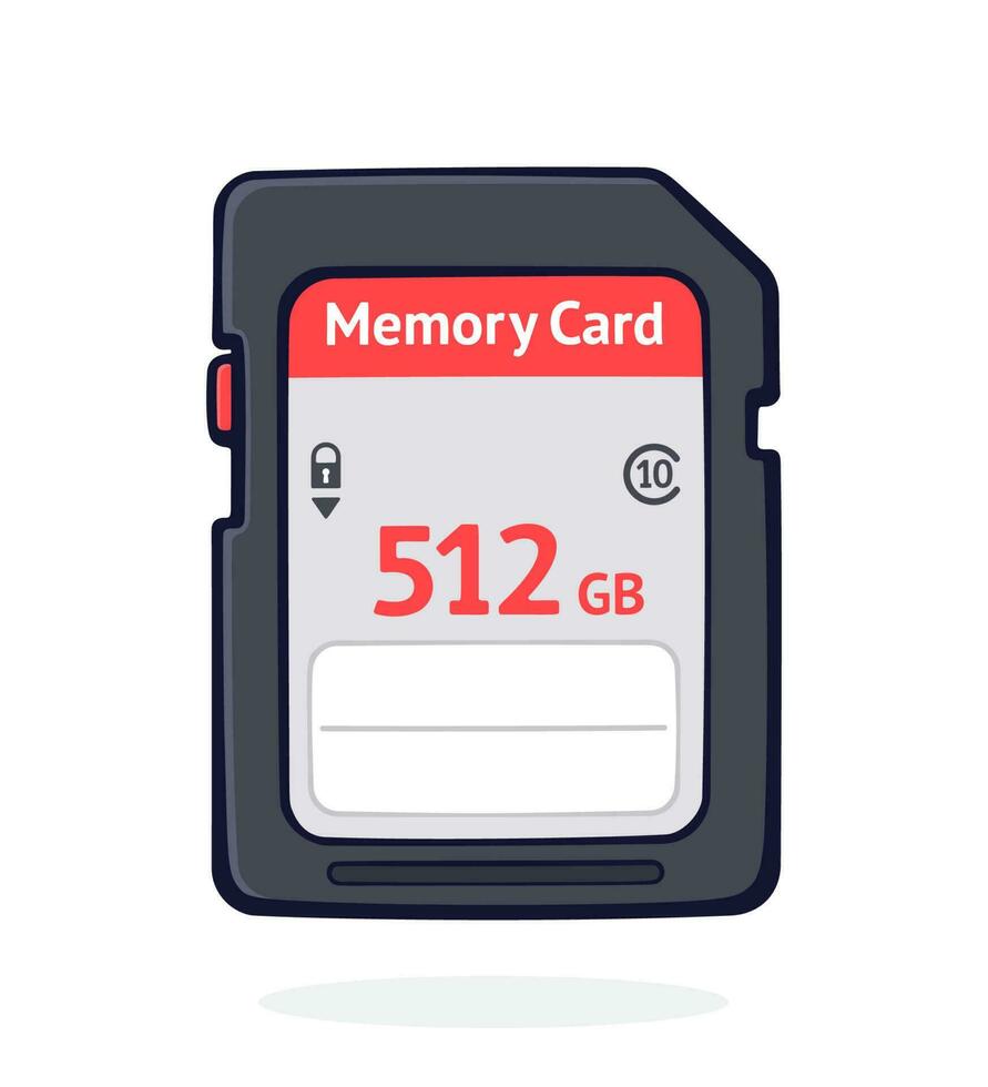 Cartoon illustration of compact memory card. Flash drive. Modern storage of digital information. Isolated on white background vector