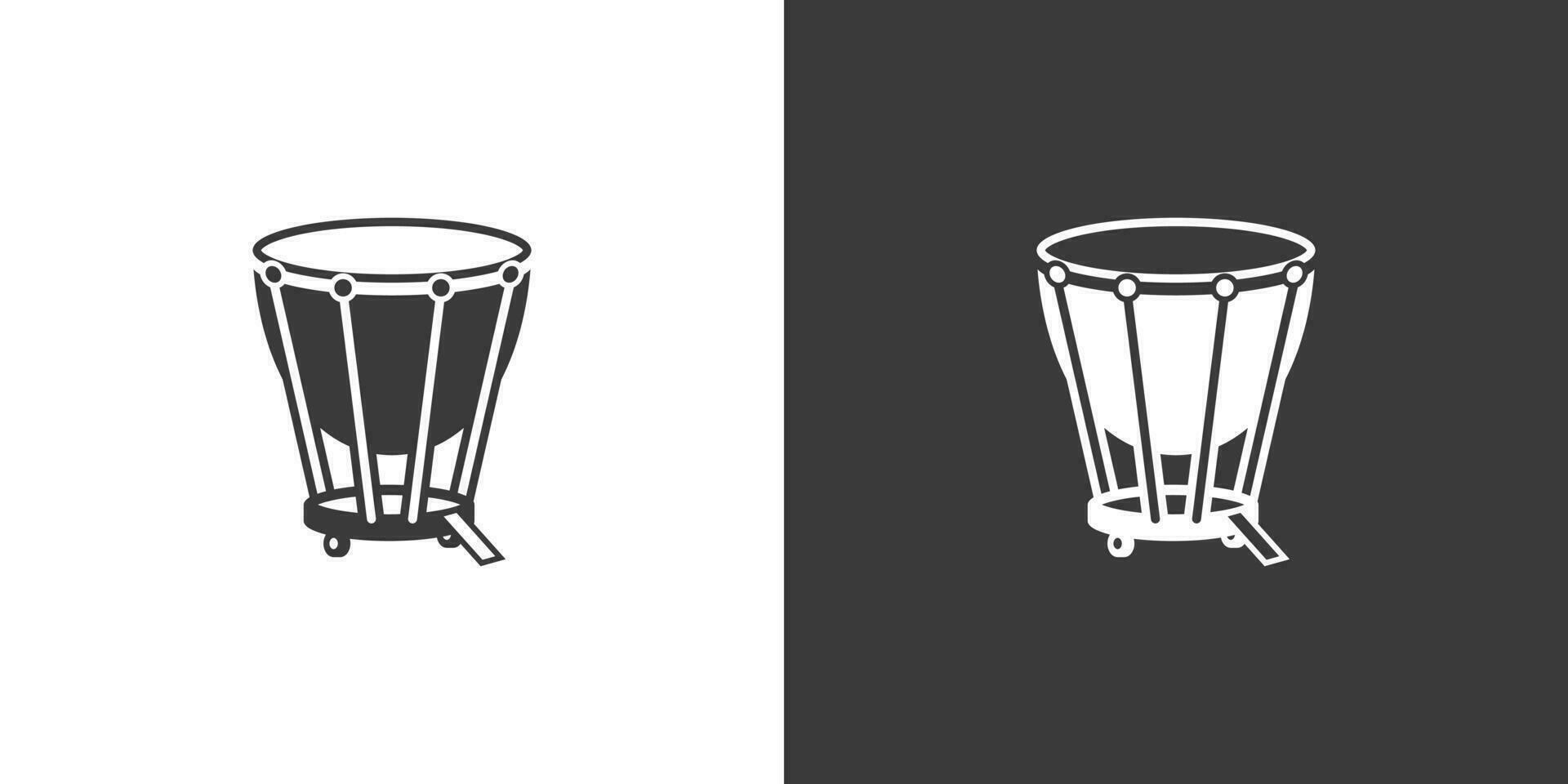 tímpanos tambor plano web icono. tímpanos logo diseño. percusión instrumento tímpanos tambor firmar silueta icono con invertir color. tímpanos sólido negro icono vector diseño. musical instrumentos concepto