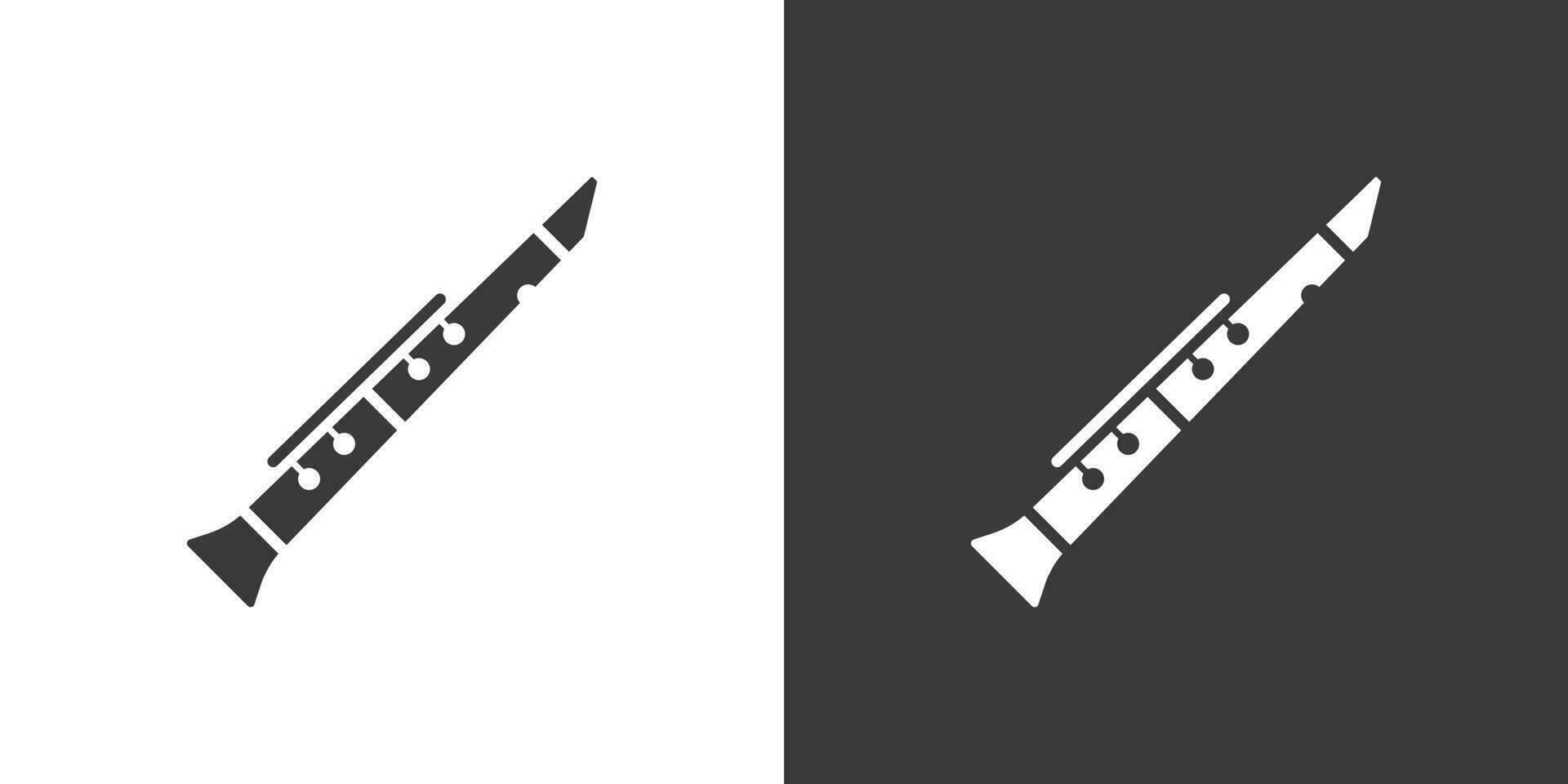 Clarinet flat web icon. Clarinet logo design. Woodwind instrument clarinet sign silhouette solid black icon vector design. Musical instruments concept