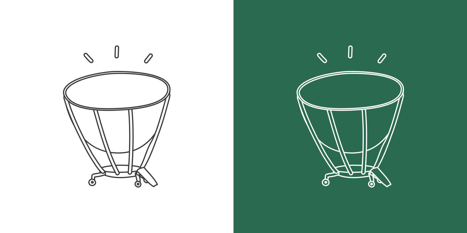 tímpanos línea dibujo dibujos animados estilo. percusión instrumento