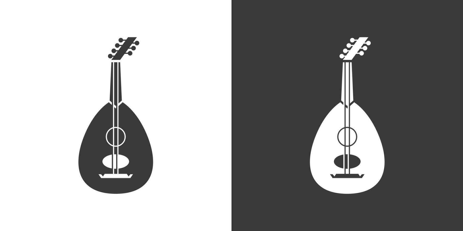 Lute flat web icon. Lute logo design. String instrument simple lute sign silhouette icon with invert color. Lute solid black icon vector design. Musical instruments concept