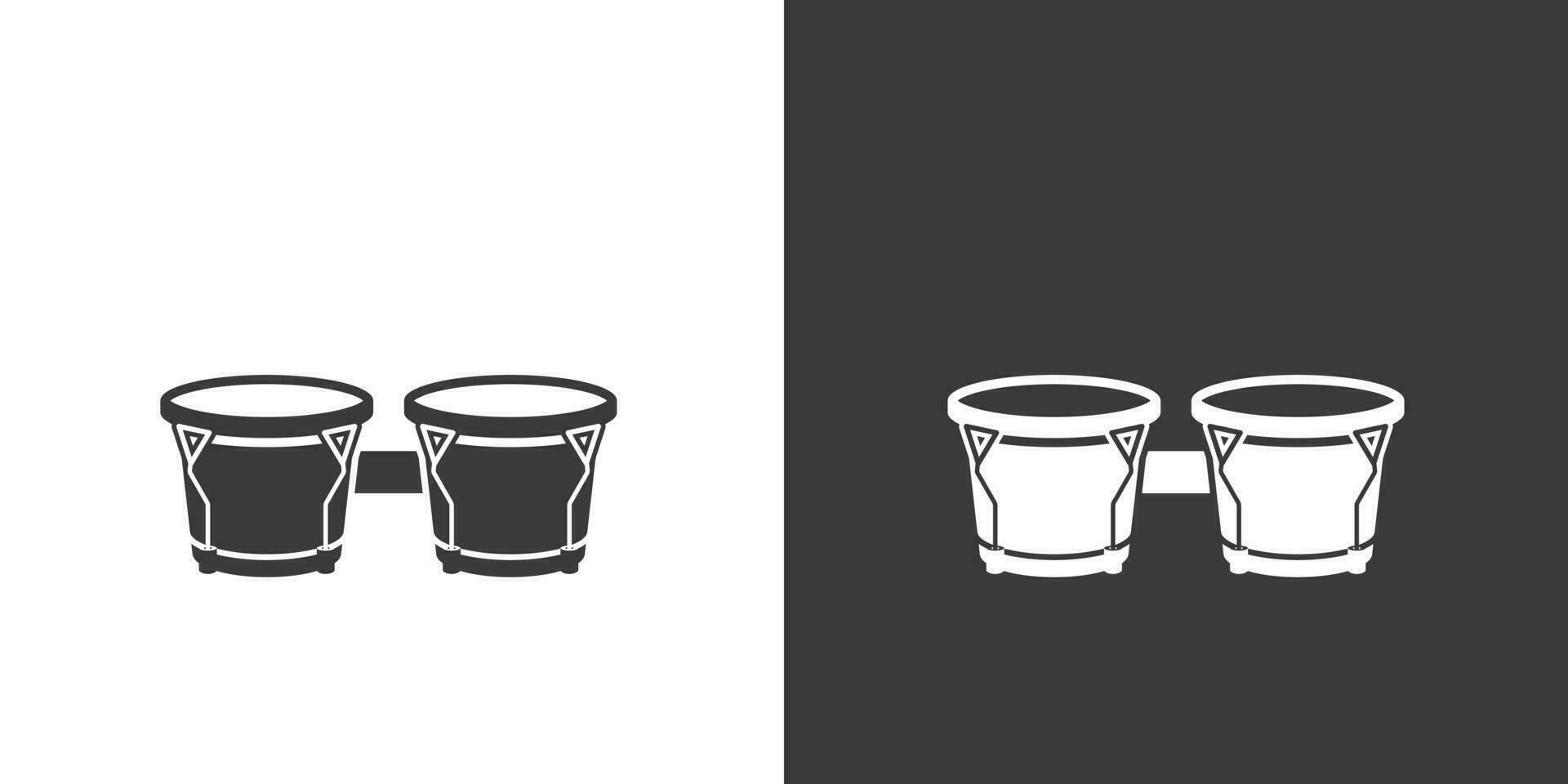 Bongo drum flat web icon. Bongos logo design. Percussion instrument simple pair of bongo drums sign silhouette solid black icon vector design. Musical instruments concept