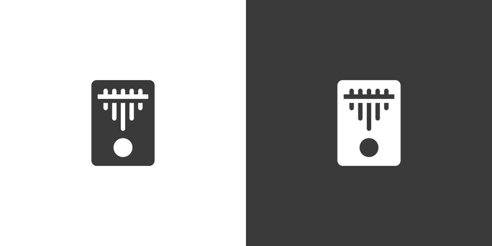 Kalimba flat web icon. Kalimba logo design. Percussion instrument simple kalimba sign silhouette icon with invert color. Kalimba solid black icon vector design. Musical instruments concept