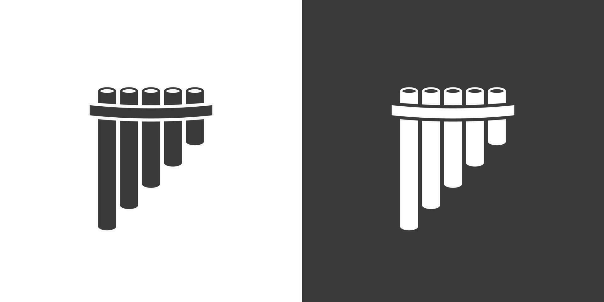 Pan flute flat web icon. Pan flute or panpipes logo design. Wind instrument simple syrinx sign silhouette icon with invert color. Pan flute solid black icon vector design. Musical instruments concept