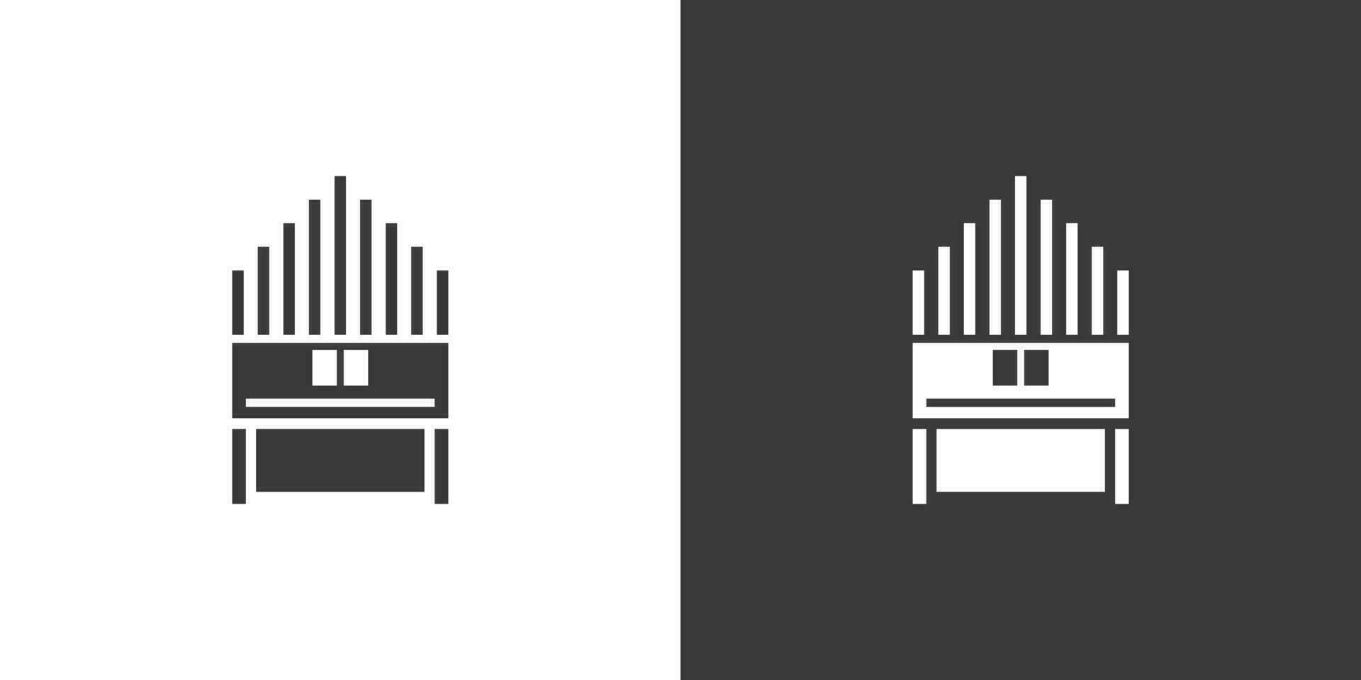 Pipe organ flat web icon. Pipe organ or church organ logo design. Keyboard instrument pipe organ sign silhouette solid black icon vector design. Musical instruments concept