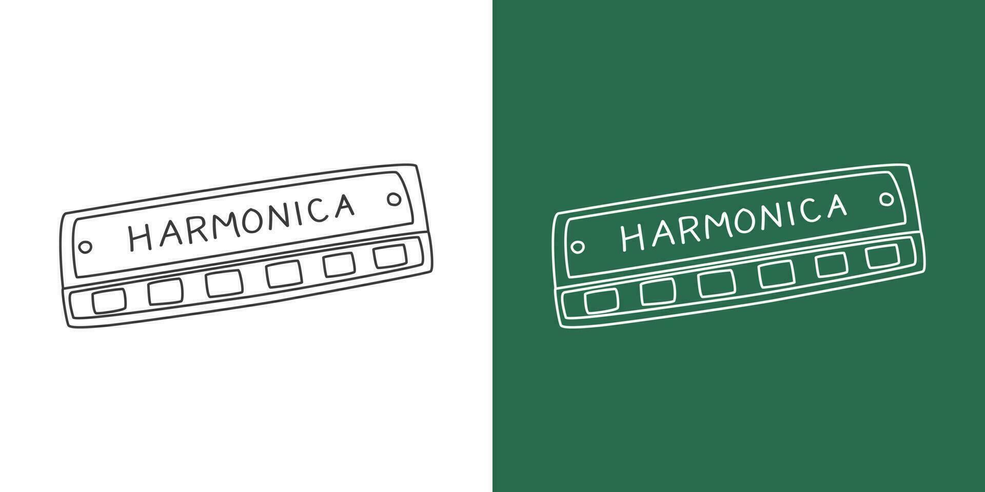 harmónica línea dibujo dibujos animados estilo. viento de madera instrumento harmónica clipart dibujo en lineal estilo aislado en blanco y pizarra antecedentes. musical instrumento clipart concepto, vector diseño