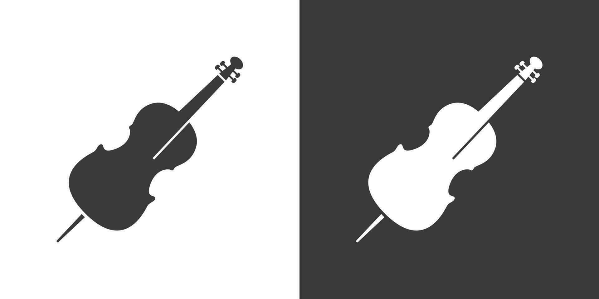 Cello flat web icon. Cello logo design. String instrument simple cello sign silhouette icon with invert color. Cello solid black icon vector design. Musical instruments concept