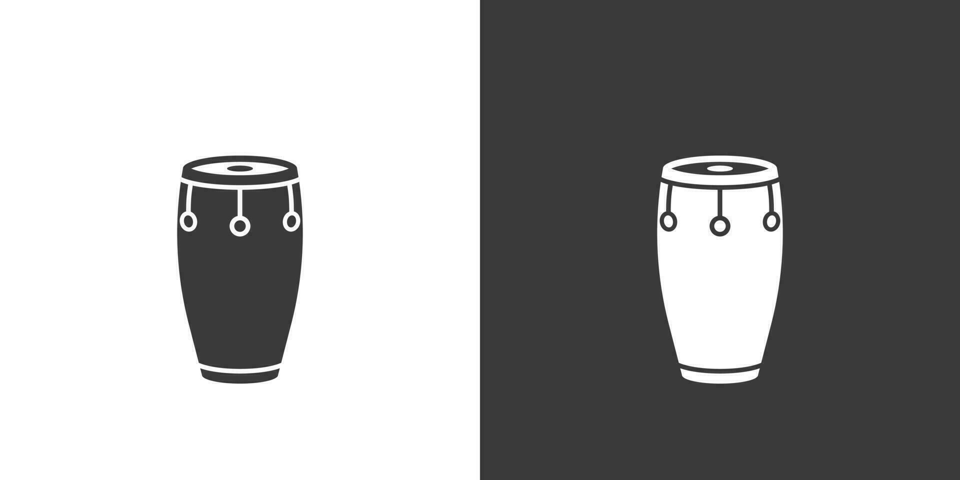 Conga drum flat web icon. Conga logo design. Percussion instrument simple conga drum sign silhouette icon invert color. Conga solid black icon vector design. Musical instruments concept