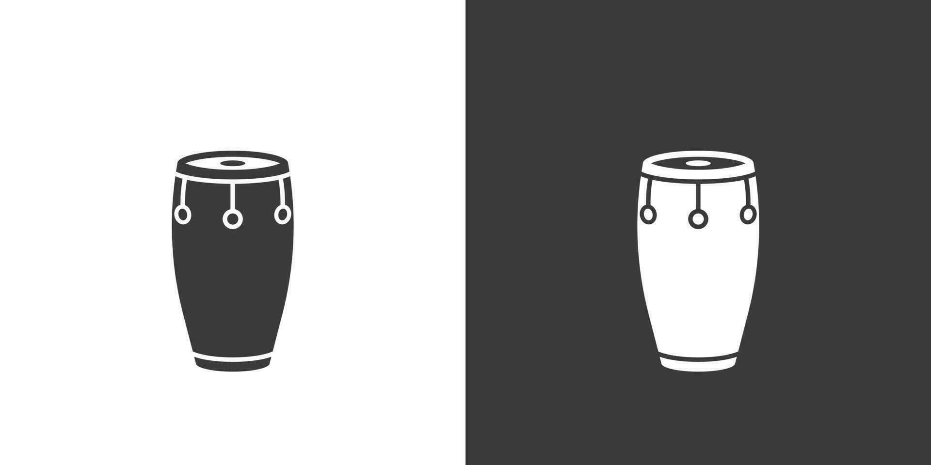 Conga drum flat web icon. Conga logo design. Percussion instrument simple conga drum sign silhouette icon invert color. Conga solid black icon vector design. Musical instruments concept