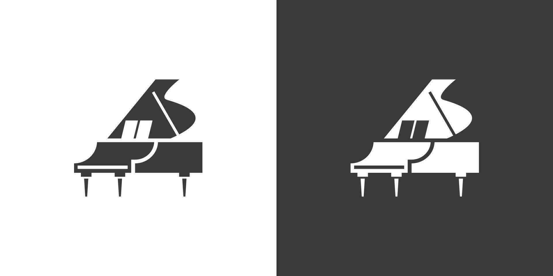 Grand piano flat web icon. Piano logo design. Musical instrument simple grand piano sign silhouette solid black icon vector design for music class, piano class, app. Musical instruments concept