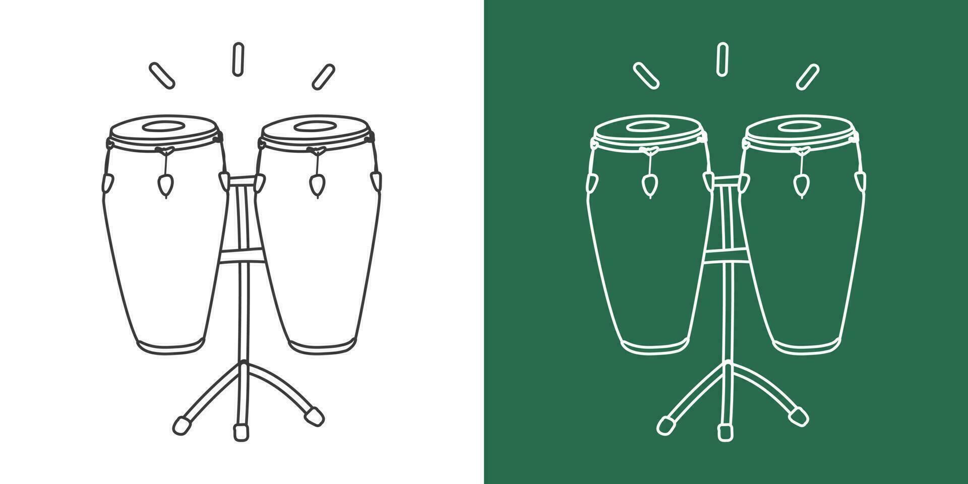 conga tambores línea dibujo vector diseño. percusión instrumento congas clipart dibujo en lineal estilo aislado en blanco y pizarra antecedentes. musical instrumento clipart concepto