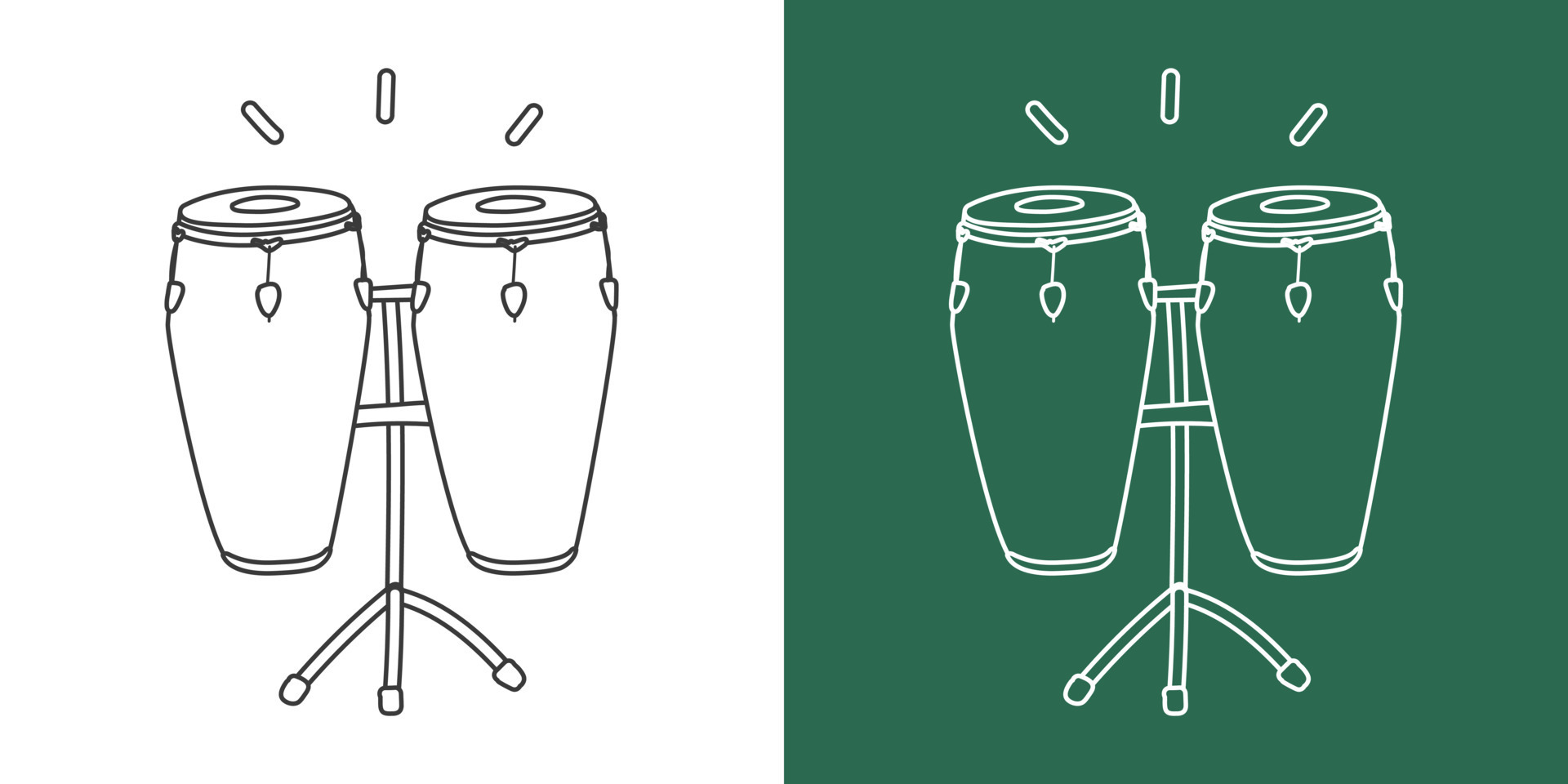 Conga drums line drawing vector design. Percussion instrument congas