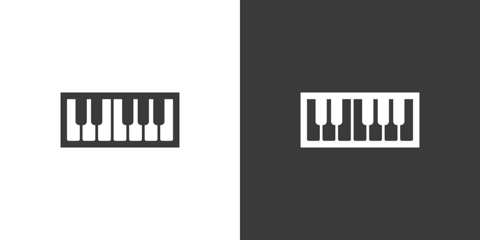 Piano keyboard flat web icon. Piano keys logo design. Musical instrument piano keyboard sign silhouette icon invert color. Piano keyboards solid black icon vector design. Musical instruments concept