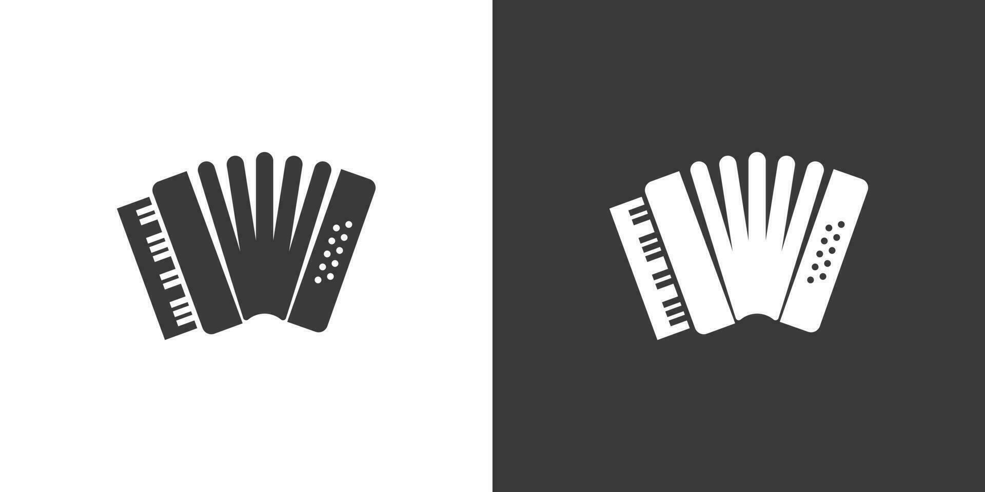 Accordion flat web icon. Accordion logo design. Free reed aerophone instrument simple accordion sign silhouette solid black icon vector design. Musical instruments concept