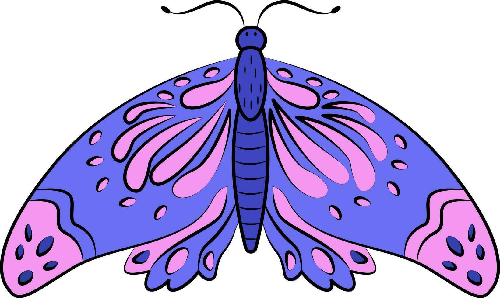 Vector illustration of a bright butterfly on a white background, vector butterfly, logo idea, coloring books, magazines, printing on clothes, advertising. Beautiful butterfly illustration.