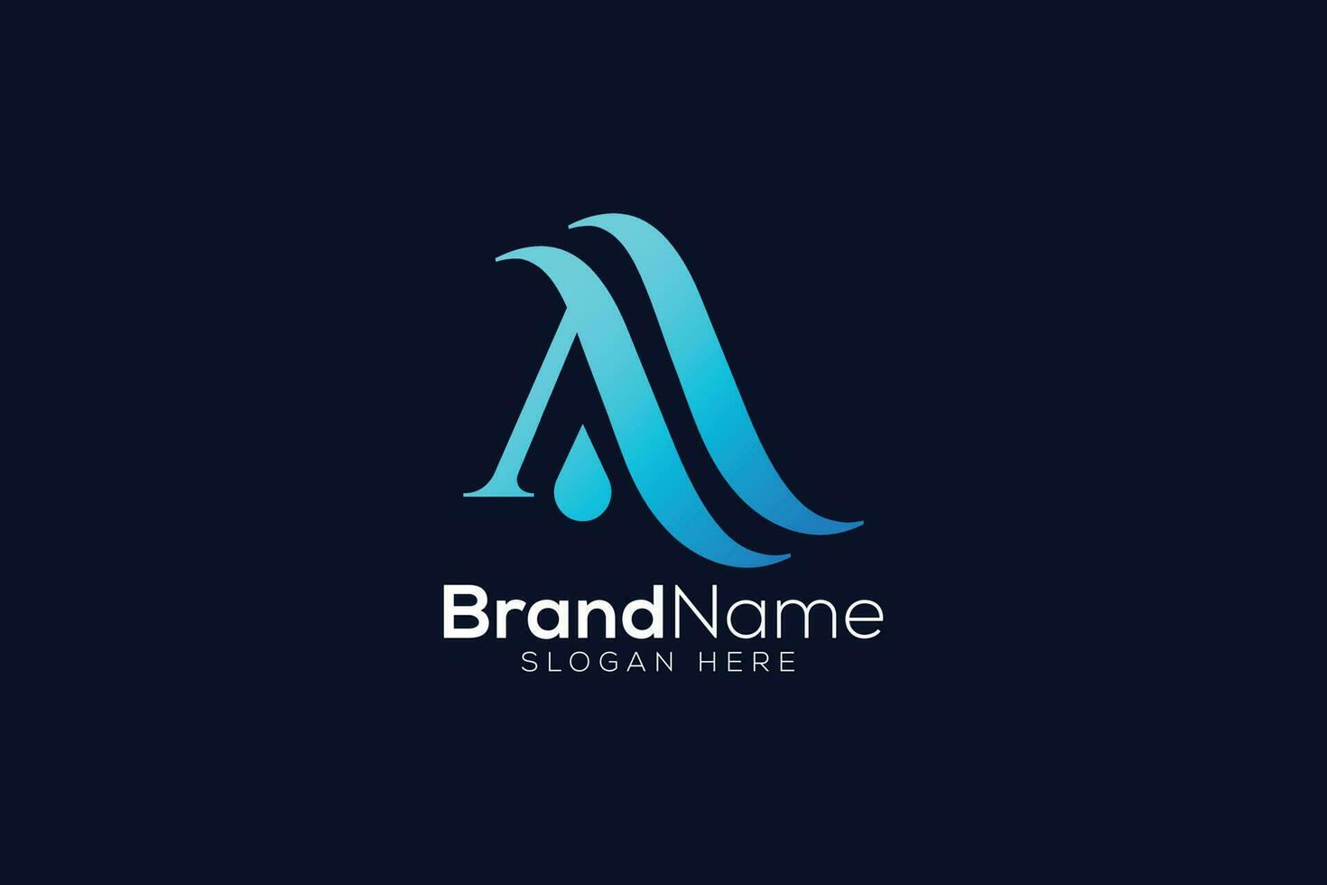 Blue wave logo. Letter A wave icon abstract logo design template vector