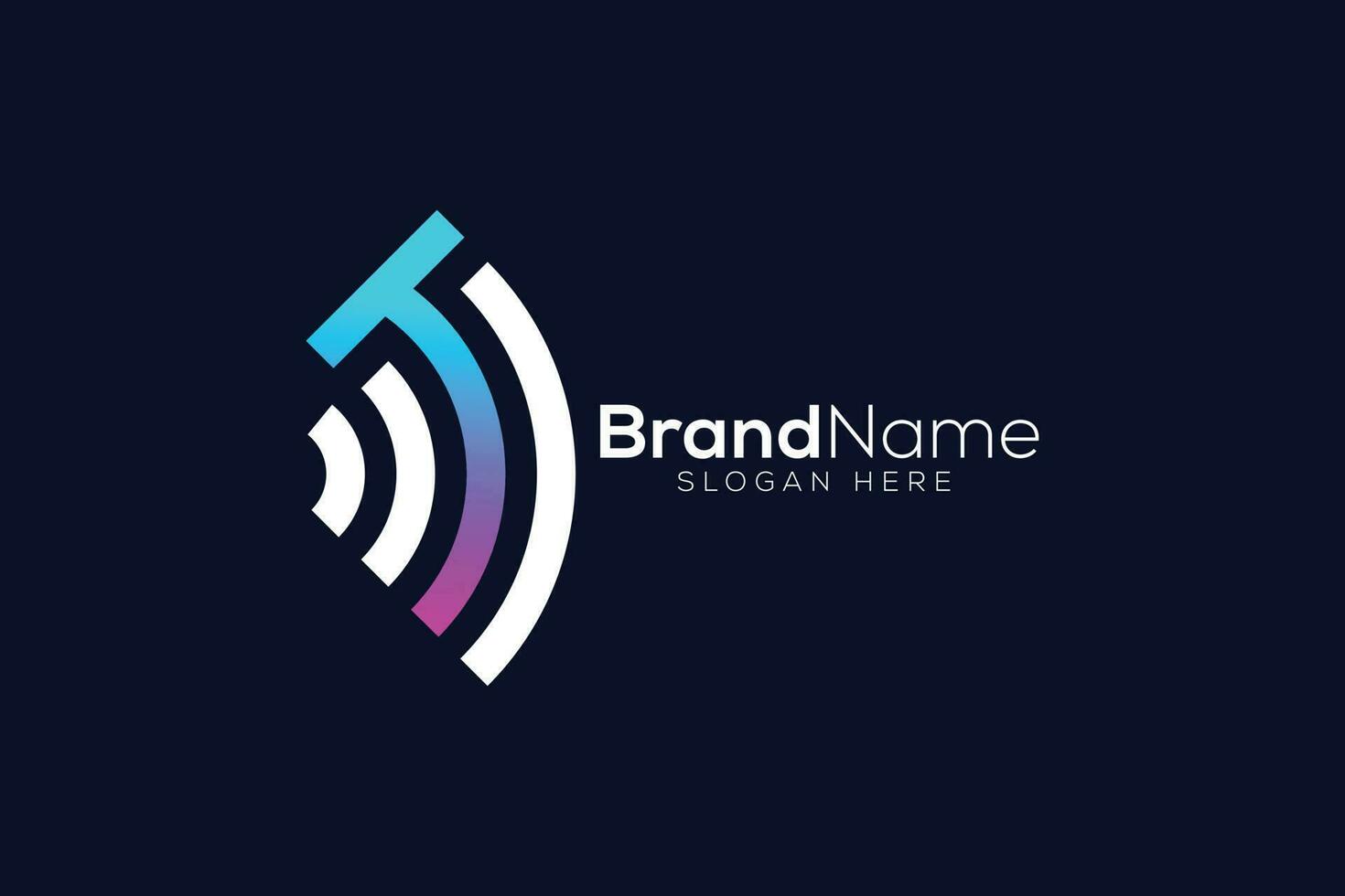 Gradient letter T sound waves logo design template vector