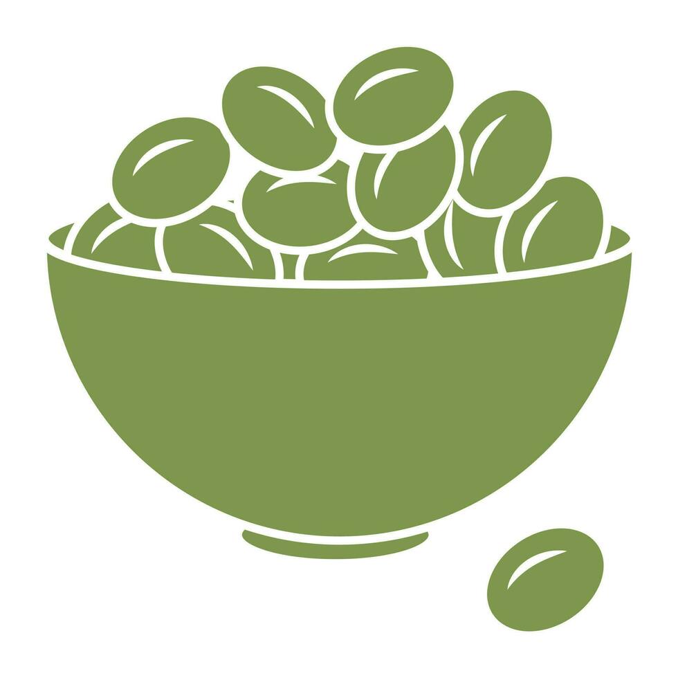 A bowl with olives. Simple icon . Vector illustration isolated on white