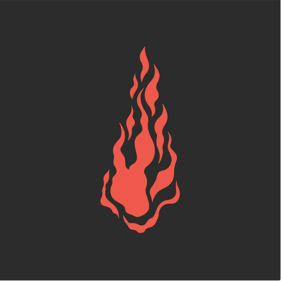 Red Flame Symbol Logo on Black Background. Tribal Decal Stencil Tattoo Design. Flat Vector Illustration.