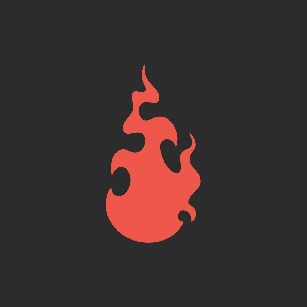 Red Flame Symbol Logo on Black Background. Tribal Decal Stencil Tattoo Design. Flat Vector Illustration.