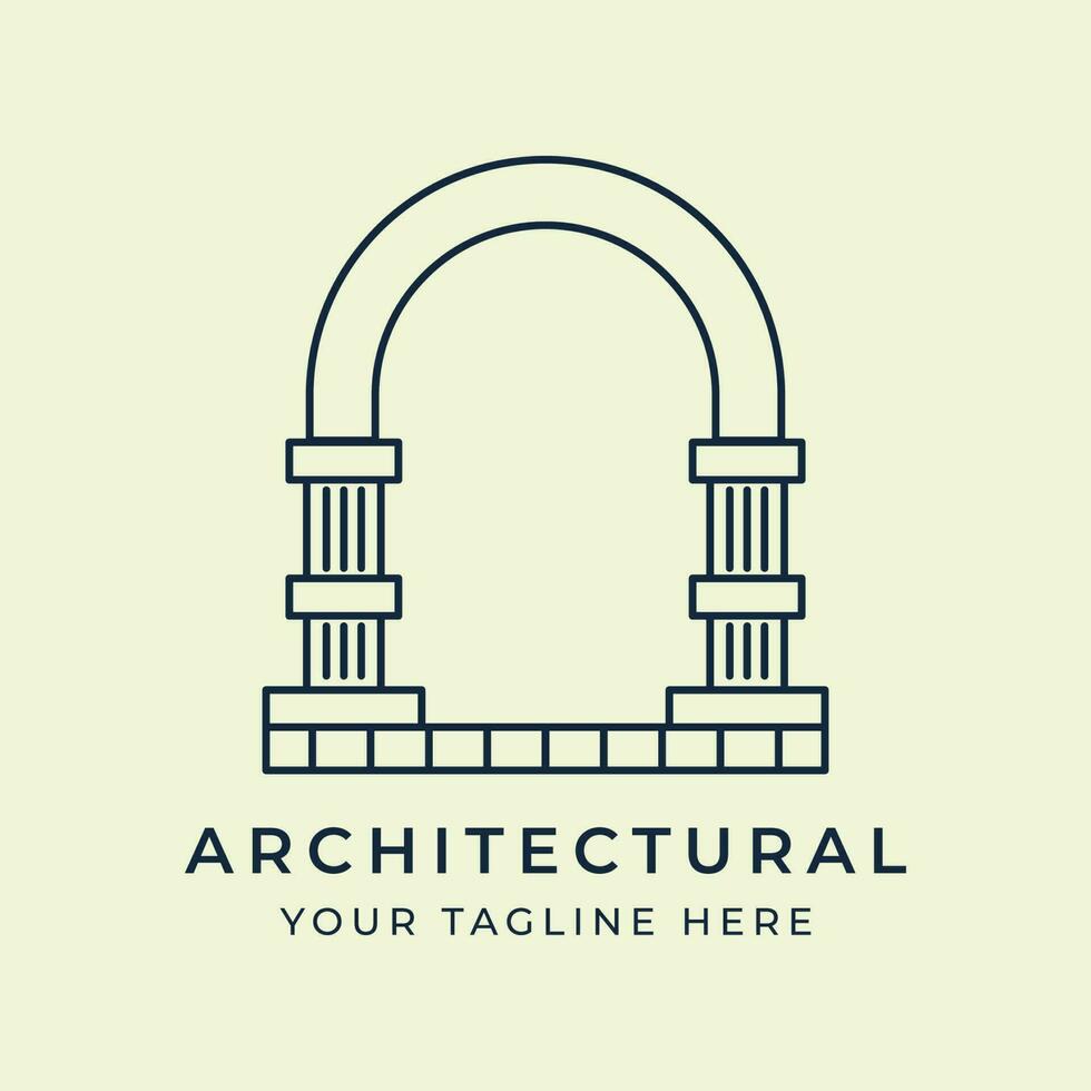 architectural line art logo vector illustration template design