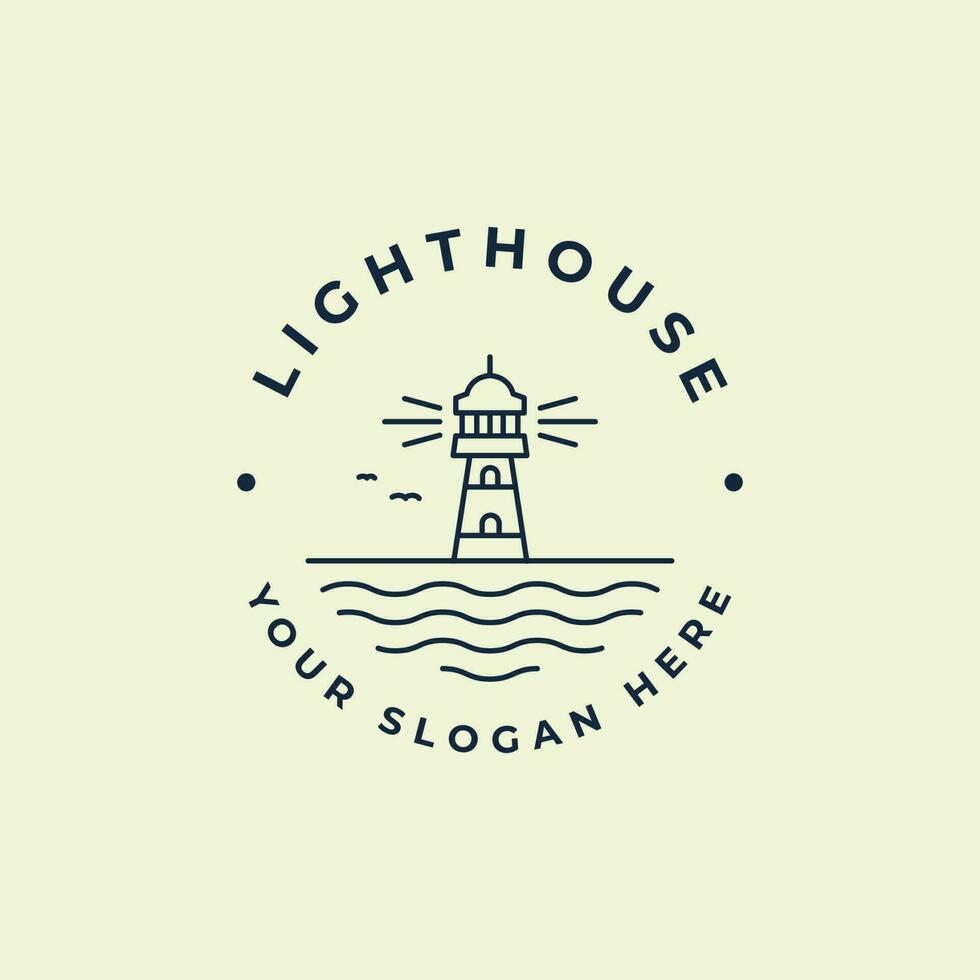 lighthouse line art logo vector illustration template design