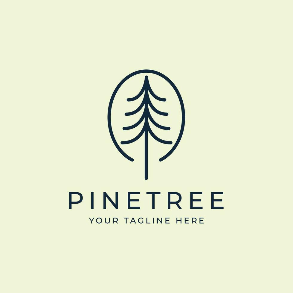 pine tree line art logo vector illustration template design