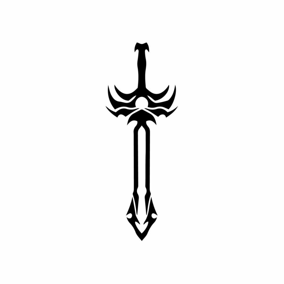 Sword Symbol Logo. Tattoo Design. Stencil Vector Illustration