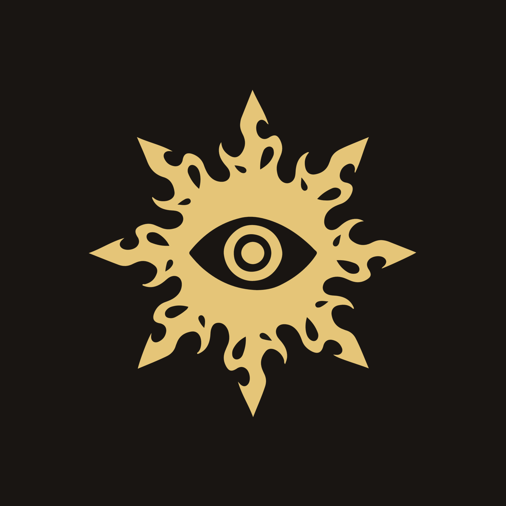 Gold Mandala Tribal Flaming Sun Symbol Logo on Black Background. Stencil Decal Tattoo Design. Flat Vector Illustration. 24452385 Vector Art at Vecteezy