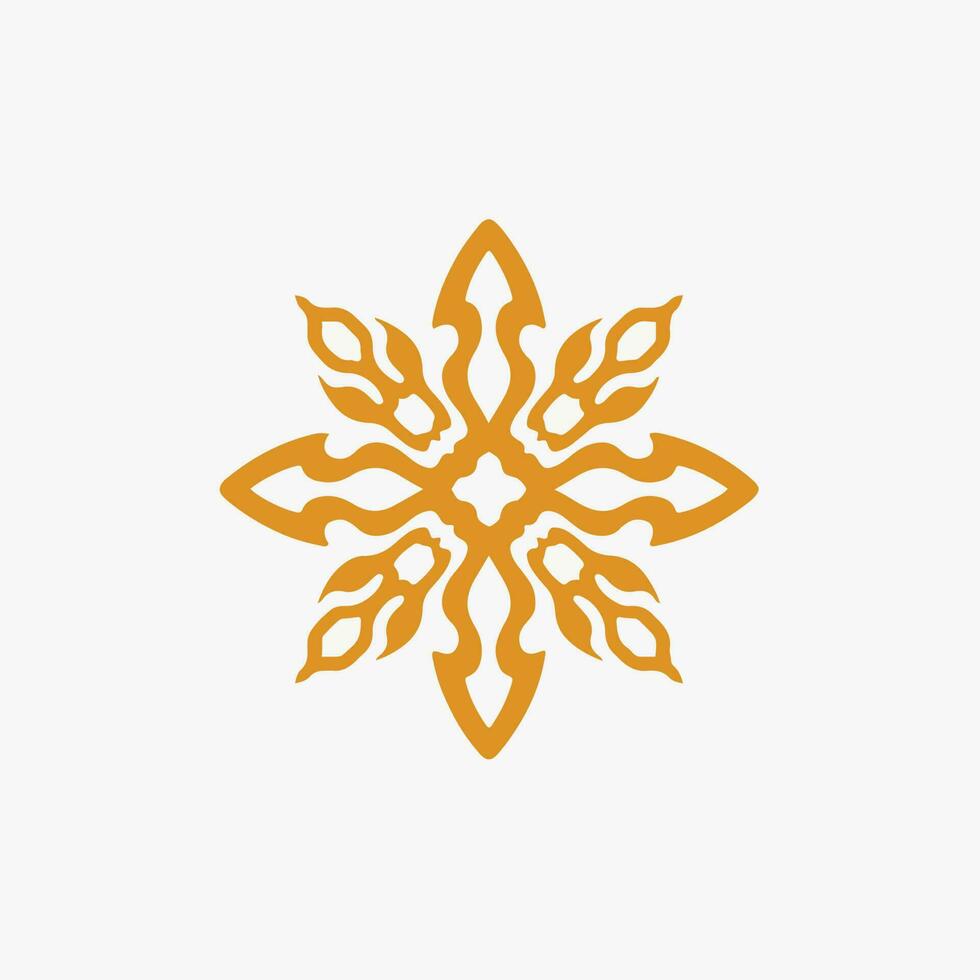 oro mandala tribal Dom símbolo logo en blanco antecedentes. plantilla etiqueta tatuaje diseño. plano vector ilustración.