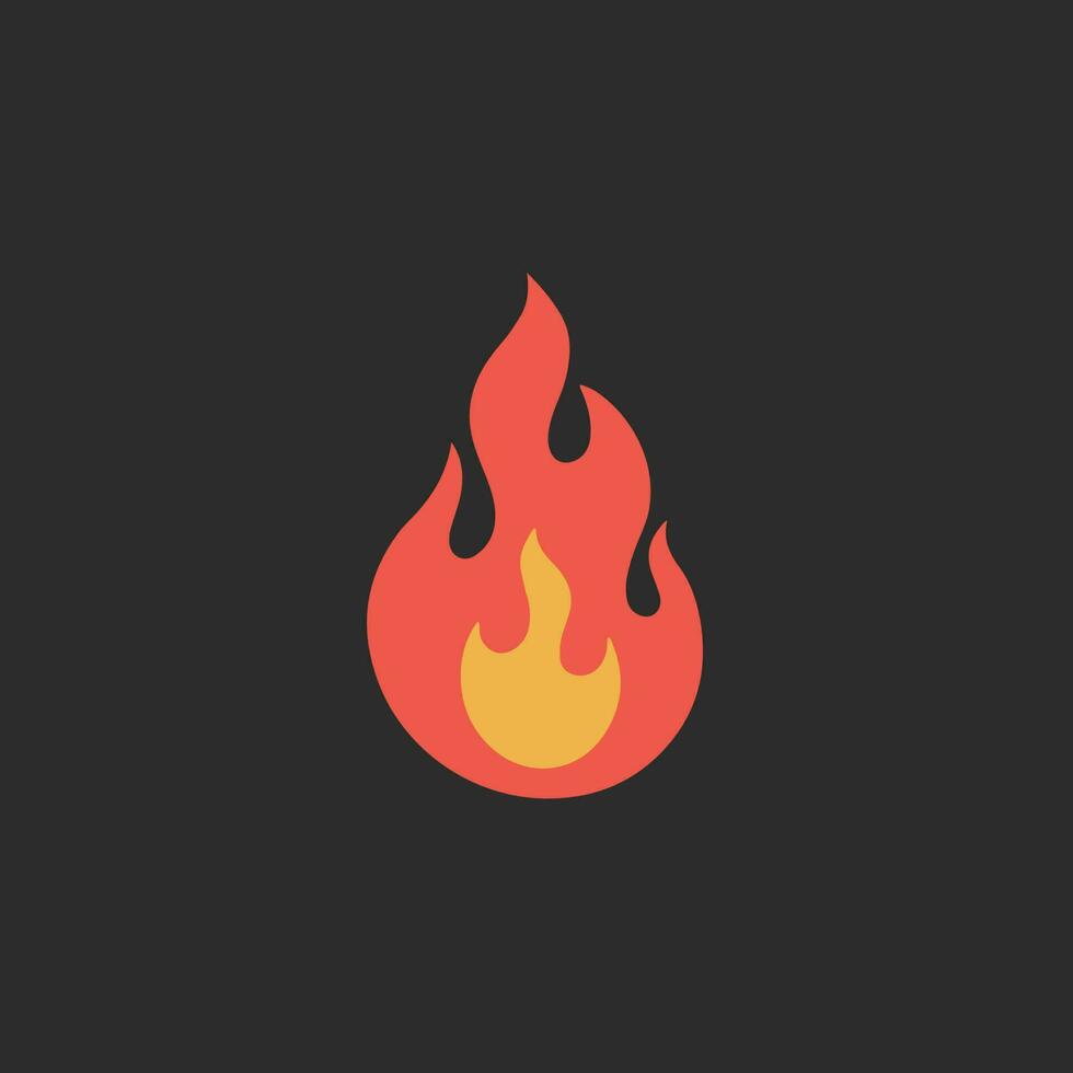 Red Flame Symbol Logo on Black Background. Tribal Decal Stencil Tattoo Design. Flat Vector Illustration.