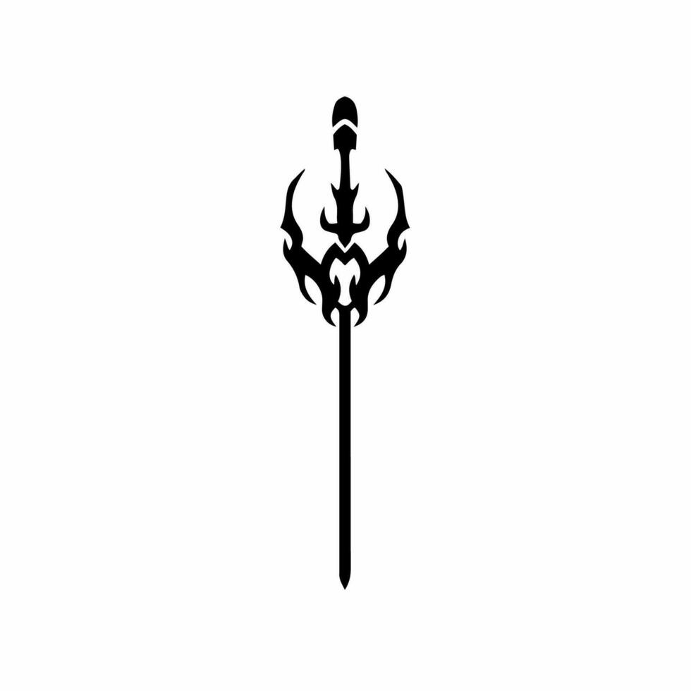 Sword Symbol Logo. Tattoo Design. Stencil Vector Illustration