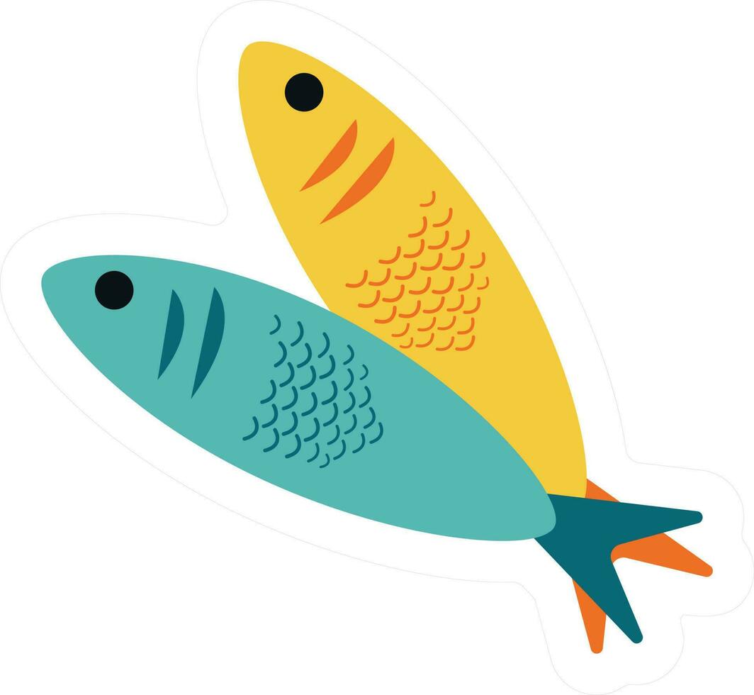 Simple fish sticker isolated on white background vector