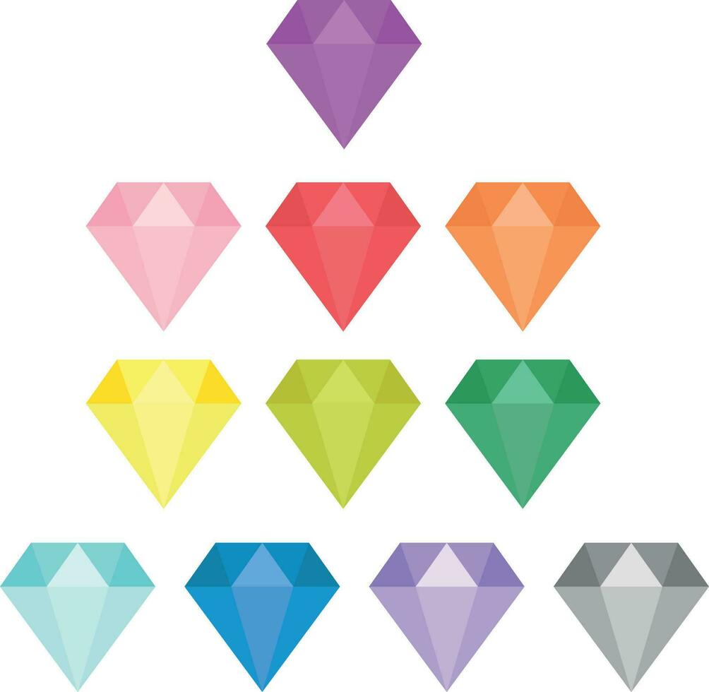 colección de piedras preciosas en diferente colores. diamante icono. joya, joyas. precioso Roca. vector