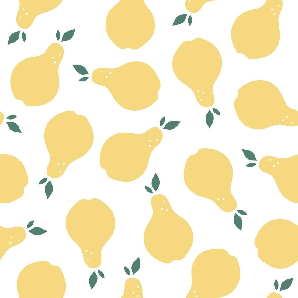 Pera sin costura modelo. Fruta elementos ornamento aislado en blanco. vector ilustración