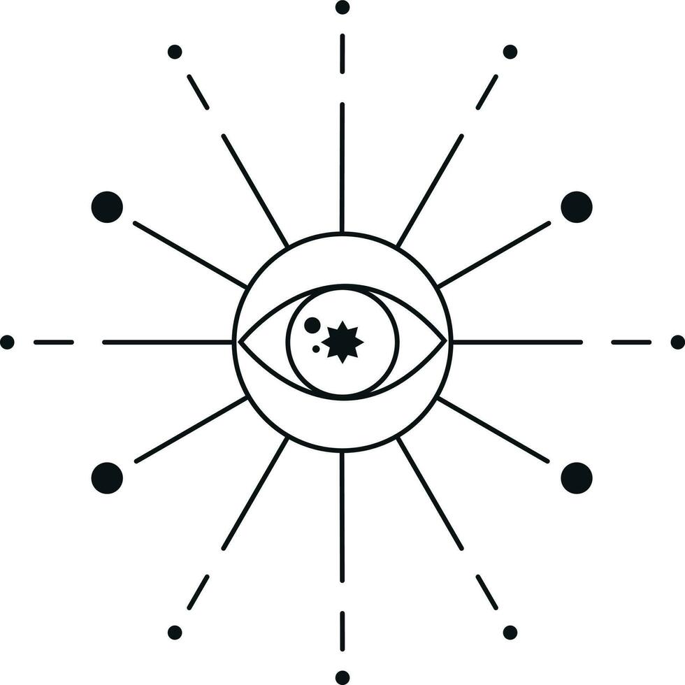 Magic Tarot eye symbol isolated on white background. Mystery, astrology, esoteric vector